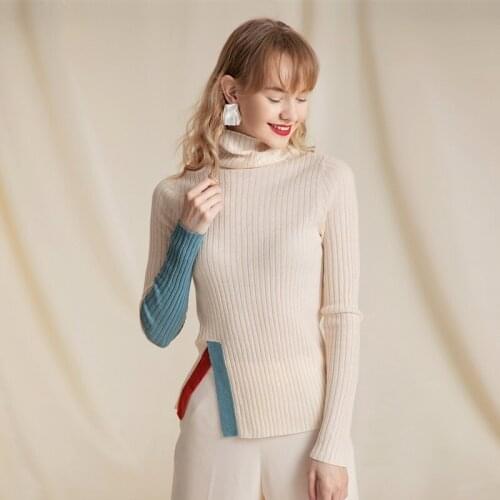 2019 Fall New Women Turtleneck Sweater Pullover Black Pink Knitted Slim Sweaters Winter Casual Sweater Jumper Ribbed Top AA5155