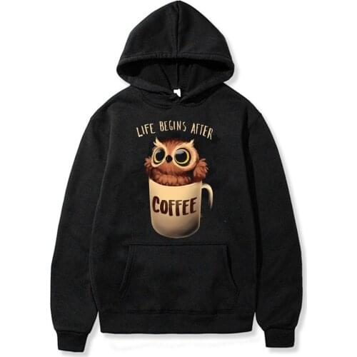 SUNOWE Hoodies Owl Print Kangaroo Pocket Sweatshirts Hooded Harajuku Winter Casual Vintage Korean Pullovers Women Sweatshirts