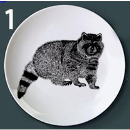 Retro Animal Hand Painted Plate Child Puzzle Dish Black Farm Animal Stack Funny Decorative Round Plate for Hotel/bar/home Supply