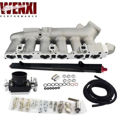 Cast Intake Manifold FOR Nissan 240SX RB25det RB25 Skyline + 80MM Throttle Body + Fuel Rail WX-IM32SL+6980BK+5439BK