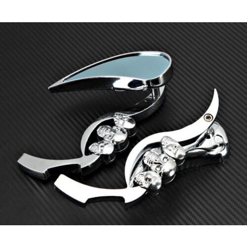 Motorcycle electric car reversing mirror electroplated skull bar flame rearview mirror For Motorcycle Yamaha