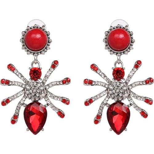 2020 Fashion Red Glass Rhinestone Bee Earrings Women Vintage Statement Long ZA Earring Jewelry Girls Cute Bee Dangle Earrings