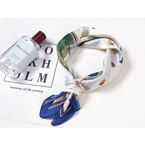 2020 New Silk Satin Hair Scarf For Women Small Square Scarf Headband Hairband Scarf Mountain Stream Scarf Printing Ladies Scarf