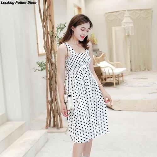 2021 Summer Sexy Polka Dot Dress Spaghetti Strap Sleeveless Midi Dress Women Bohemian Flower Print Ruffles Beach Dresses