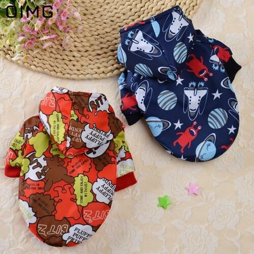 OIMG Winter Warm Pet Clothes For Small Dogs Cat Chihuahua Plus Velvet Dog Coat Jacket Cartoon Puppy Coat Hoodies Dog Clothes
