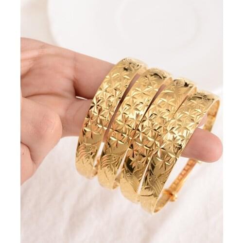Gold Dubai Bride Wedding Ethiopian Bracelet Africa Bangle Arab Jewelry Gold Charm Bracelet adjustable Gold Bangle for Women
