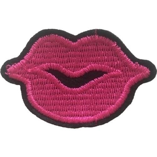 10PCS Pink Lips Embroidered Patch Iron on Embroidery Appliques for Jeans Jacket Clothing Decorations Handmade Sewing Accessories