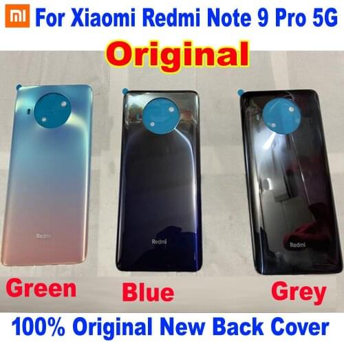 100% Original Best Battery Back Cover Housing Door Lid For Xiaomi Redmi Note 9 Pro 5G Glass Panel Rear Case Shell with Adhesive