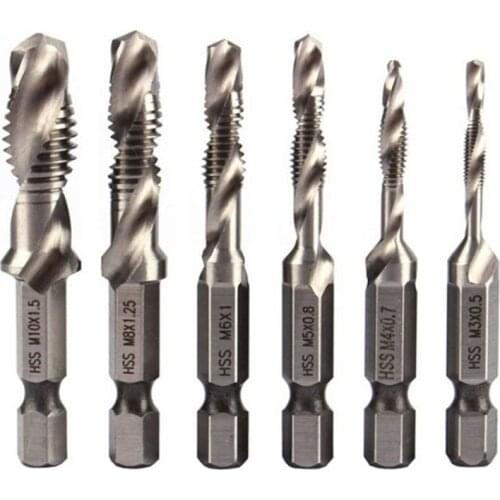 6pc high-speed steel thread metric, inch and American composite taps, drill screw machine composite M3 M4 M5 M6 M8 M10 hand tool