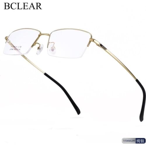 BCLEAR New Business Casual Men Titanium Glasses Frame Optical Eyeglasses Prescription Eyewear Half Rim Frames Spectacles Frame