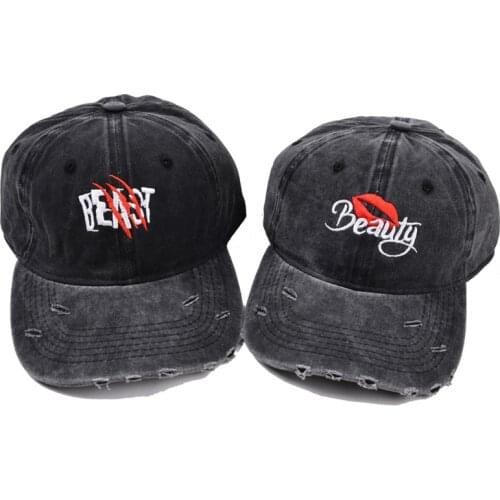 WZCX Embroidered Letters Beast Beauty Hole Couples Snapback Caps Adjustable Unisex Shading Men Dad Hat Baseball Cap