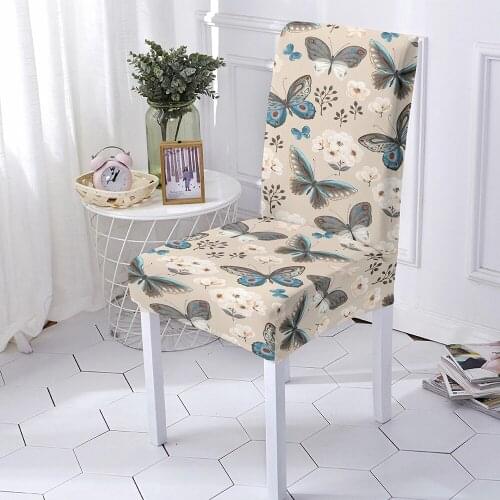 Butterfly Chair Cover Stretch Spandex Elastic Slipcovers Chair Covers White For Dining Room Kitchen Wedding Banquet Hotel