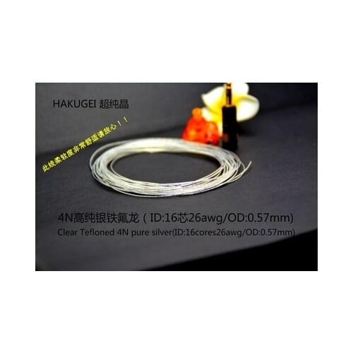 Clear Tefloned 4N pure sliver(16core/OD:0.57mm) HAKUGEI cable 6meters
