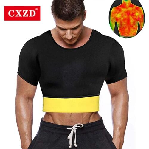 CXZD Mens Hot Thermo Body Shaper T-Shirt for Slimming Neoprene Bodysuit Workout Abdominal Trainer for Weight Loss