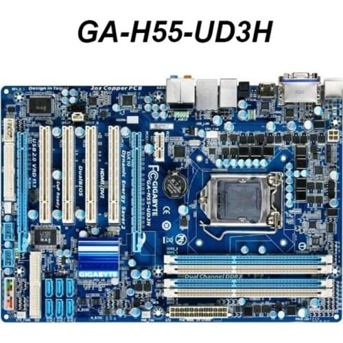 For GIGABYTE GA-H55-UD3H Desktop Motherboard H55 Socket LGA 1156 i3 i5 i7 DDR3 16G ATX Used Mainboard H55M-D2H Original