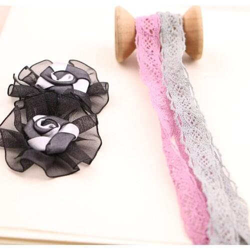 2YARD 1.5CM Purple grey cotton double sided lace hollowed garment neckline sleeves decorated lace accessories