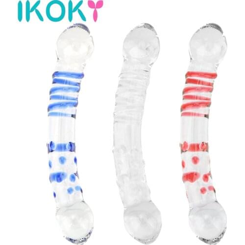 IKOKY Dildo Glass Anal Plug Adult Masturbator Sex Toys for Men Women Artificial Fake Penis Butt Plug Crystal
