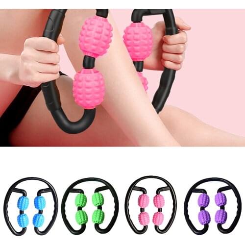Fitness 4 Wheels Shaft Ring Leg Clamp Massager Muscle Relaxation Rolling Wheel Massage Calf Shaping Product for Yoga