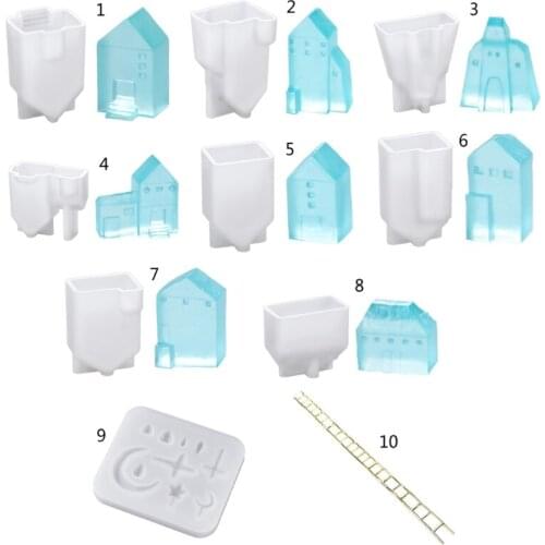 House Shape Decoration Mold Epoxy Glue Silicone Mold Table Soft Ceramic Plaster Ornament Pendant Home Decoration