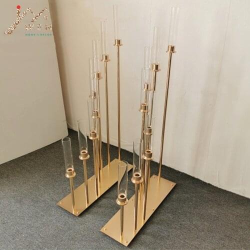 IMUWEN 8 Heads Candelabra Metal Candle Holders Acrylic Wedding Table Centerpieces Candle Holder Candelabrum For Party Home Decor