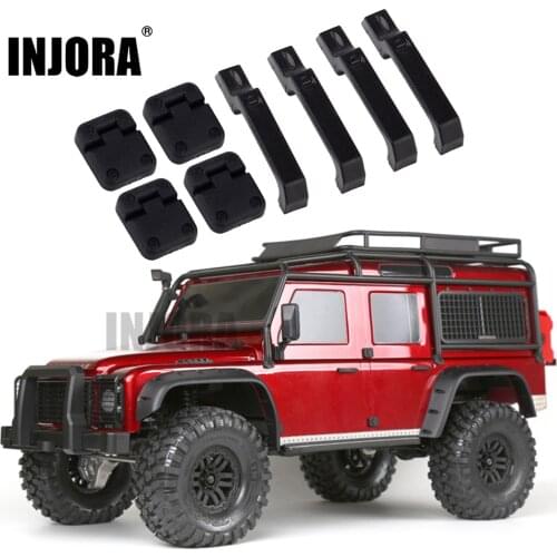 INJORA 1Set Black Plastic Car Door Hinges & Door Handles for 1:10 RC Crawler Traxxas TRX-4 TRX4