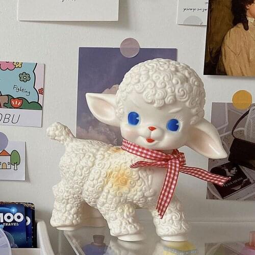Montessori Retro Classic Rubber Sheep Dolls Cute Girl Sweetheart Sounding Animal Gift Model Lamb Static Birthday Toy Toys Decora