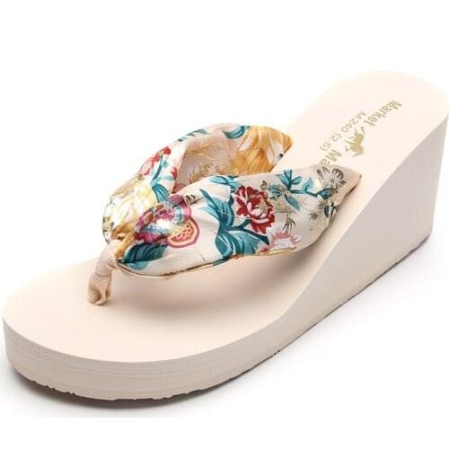 Summer Women Wedges Slippers 2021 Fashion Platform High Heels Slippers Casual Outdoor Beach Slides Flip Flops Sandals