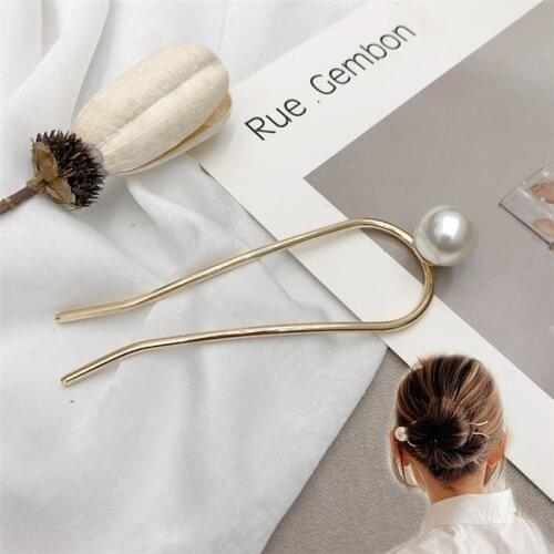 Metal Hair Sticks for Women Pearl Hair Clip Pins Minimalist U Shape Girls Hairpins Bun Maker Wedding Hairstyle Design Tools