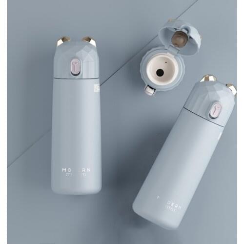 Cute Girls Water Thermos Bottle 350ml Vacuum Flask Lovely Bear Insulated Cup 304 Stainless Steel Tumbler Korean Style Cat Lover