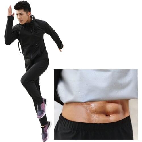 Mens Sauna Sweat Suit Track Weight Loss Slimming Fitness Gym Exercise Training with Hood