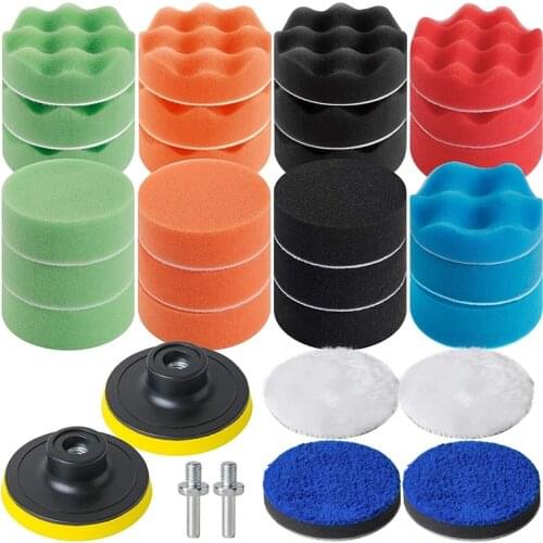 27PCS 3 in Buffing and Polishing Pad Drill Polishing Pads Kit Including Sponge Pads Woolen Buffer Pad and Microfiber Pad