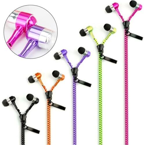 Zipper Earphone 3.5mm Audio Jack In-ear type mp3 Subwoofer Earphones Universal Luminous Metal Earphones with Microphone