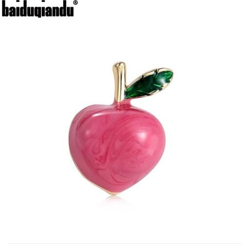 Baiduqiandu Brand New Arrival Pink Apple Collar Pins Cute Copper Brooch Jewelry for Kids or School