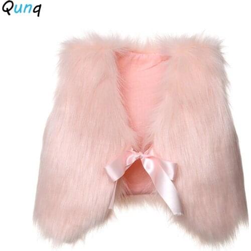 1 2 3 4 5 Year Girls Faux Fur Waistcoats 2020 New Fashion Fall Winter Kids Vests for Girl Candy Color Toddler Children Outerwear