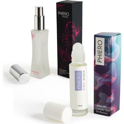 Phiero Woman + Phiero Night Woman: perfume with pheromones for women, patented. phiero