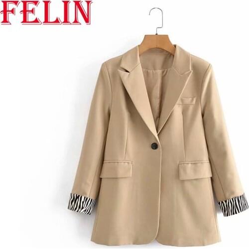FELIN Za Fall Women Yellow Blazer Office Lady Loose Jacket Girl Leopard Vintage Fashion Coat Oversized Elegant Mujer Saco