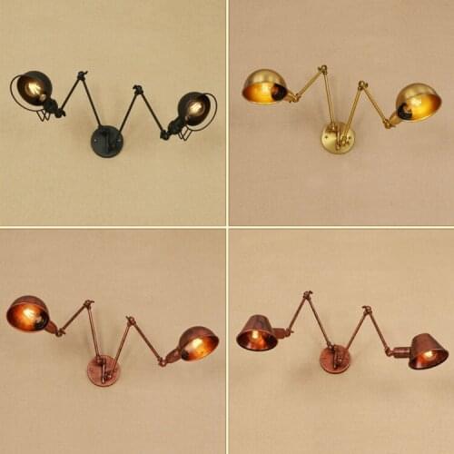 Retro Vintage American Rural Industrial Bar Creation Landscape Courtyard Long Arm Double Head Led Wall Lamp Modern Wall Light