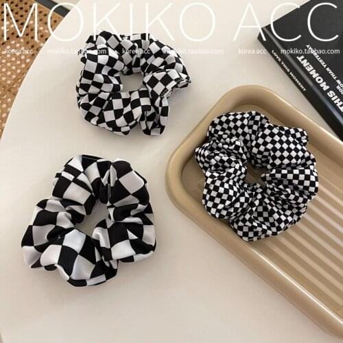 Black White Print Elastic Hair Band For Women Hair Ties Flower Hair Accessories Retro Korean Hairpins Bows Barrette