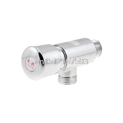 Silver Tone 1/2" Male Thread Stop Self Closing Delay Angle Valve