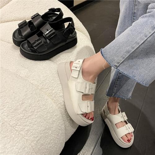Women Sandals Flat Open Toe Shoes Women Casual Platform Ladies Vintage Sandals Shoes for Women Block Heels White Heeled Sandals