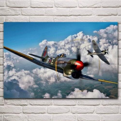 WWii aircraft raf Hawker tempest british fighter air force living room home wall art decor wood frame fabric poster KN870