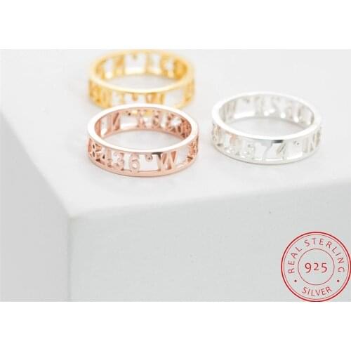 VishowCo Custom Name Ring Personalized 925 Silver Custom Location Coordinate Ring Custom Roman Numeral Ring For Women Jewelry