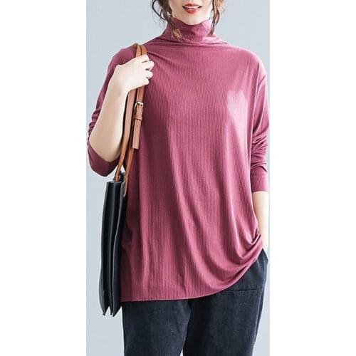 2019 Spring Autumn Oversize Knit Sweater Women Long sleeve Turtleneck Thin Sweaters Female Plus size 5XL Inside Casual Tops G756