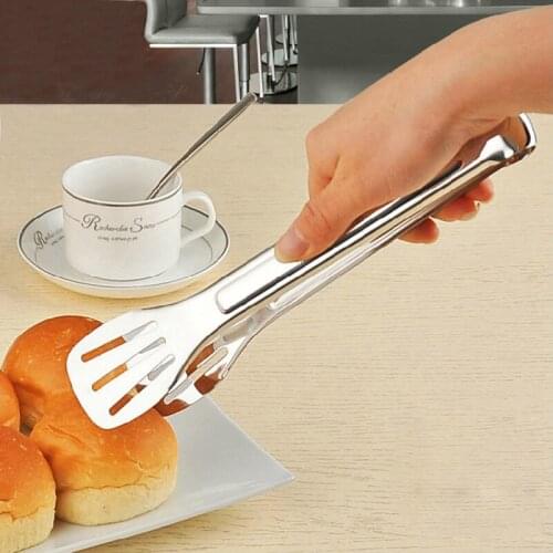 1PCS Stainless Steel Kitchen Tongs BBQ Tongs Foods Buffet Salad Clip Cooking Bread Clamp Ice Tongs Serving Utensil Accessories