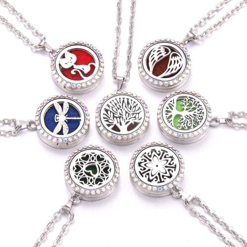 10Pcs/Lot AB model Aroma Necklace Magnetic Stainless Steel Aromatherapy Essential Oil Diffuser Perfume Locket Pendant Jewelry