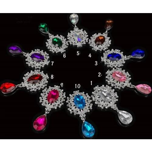 100 Pcs 25*45mm Crystal Buttons Flat Back Metal Brooch Button Silver Plating Buttons Wedding Ornament Decoraation