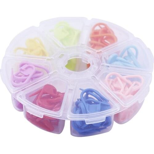 104PCS Colorful Safety Pins Locking Stitch DIY Handmade Materials Sweater Counter Plastic Ring Markers Knitting Accessories