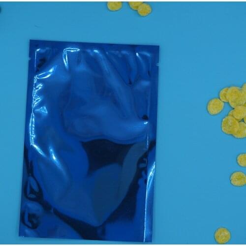 12x18cm, 200pcs x Open top Blue Aluminum Foil Mylar Bags, Metallic plating foil Pouch Heat seal Food Storage Package smell proof