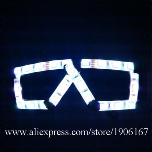 2PCS Full Colors LED Glasses Luminous Flashing Growing Halloween Glasses Mask Party For Event Supplies DJ Club Stage Show
