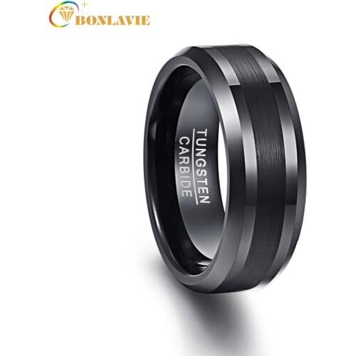 8mm Width Black Men Rings 100% Tungsten Carbide Wedding Bands Anillos para hombres Pierscienie New Arrival AAA Quality